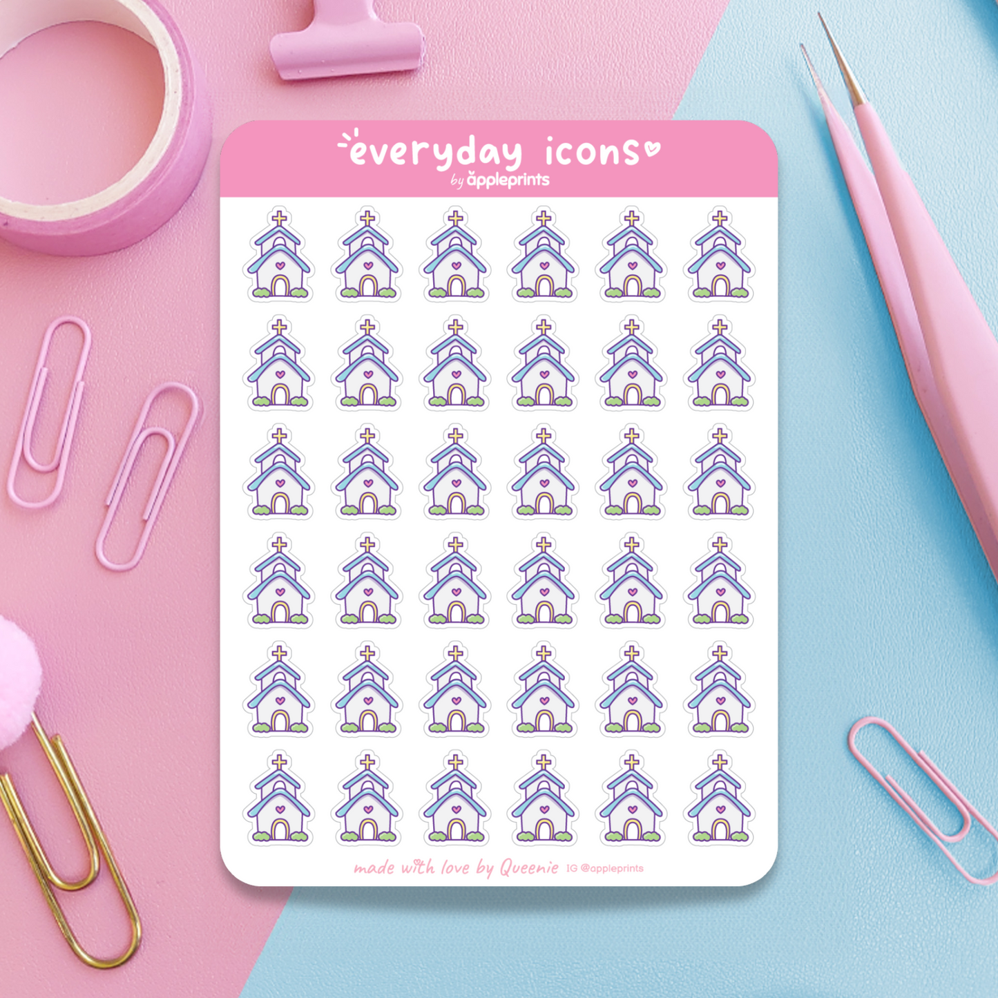Sunday Church Service Planner Icon Stickers