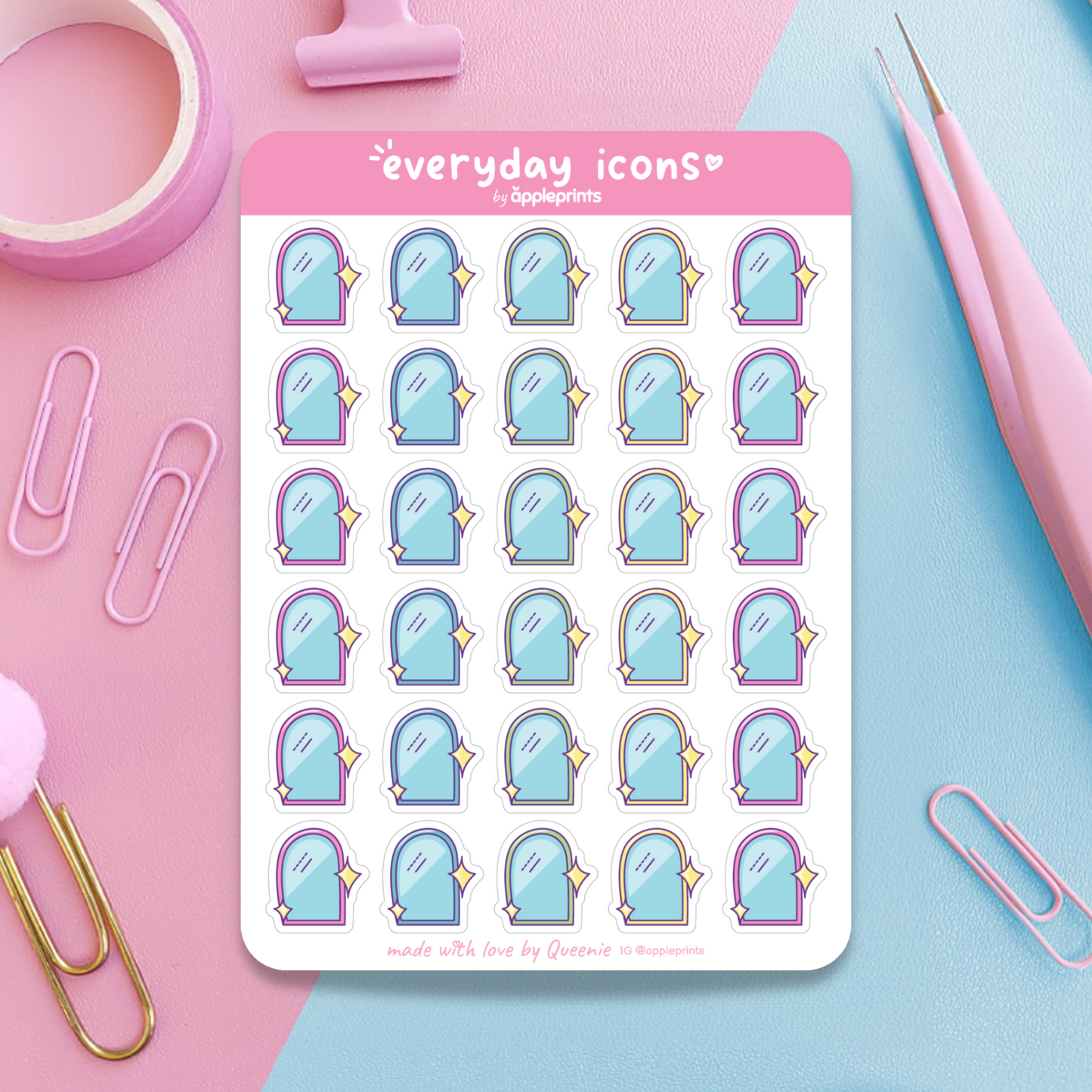 Clean Mirror Planner Icon Stickers