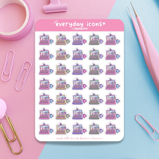 Video Call Work Meeting Planner Icon Stickers