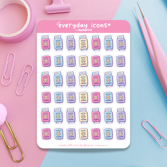 Passport, Travel Planner Icon Stickers