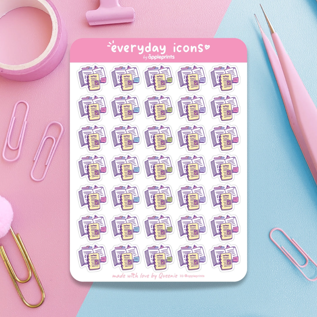 Study Notes, Study Session Planner Icon Stickers