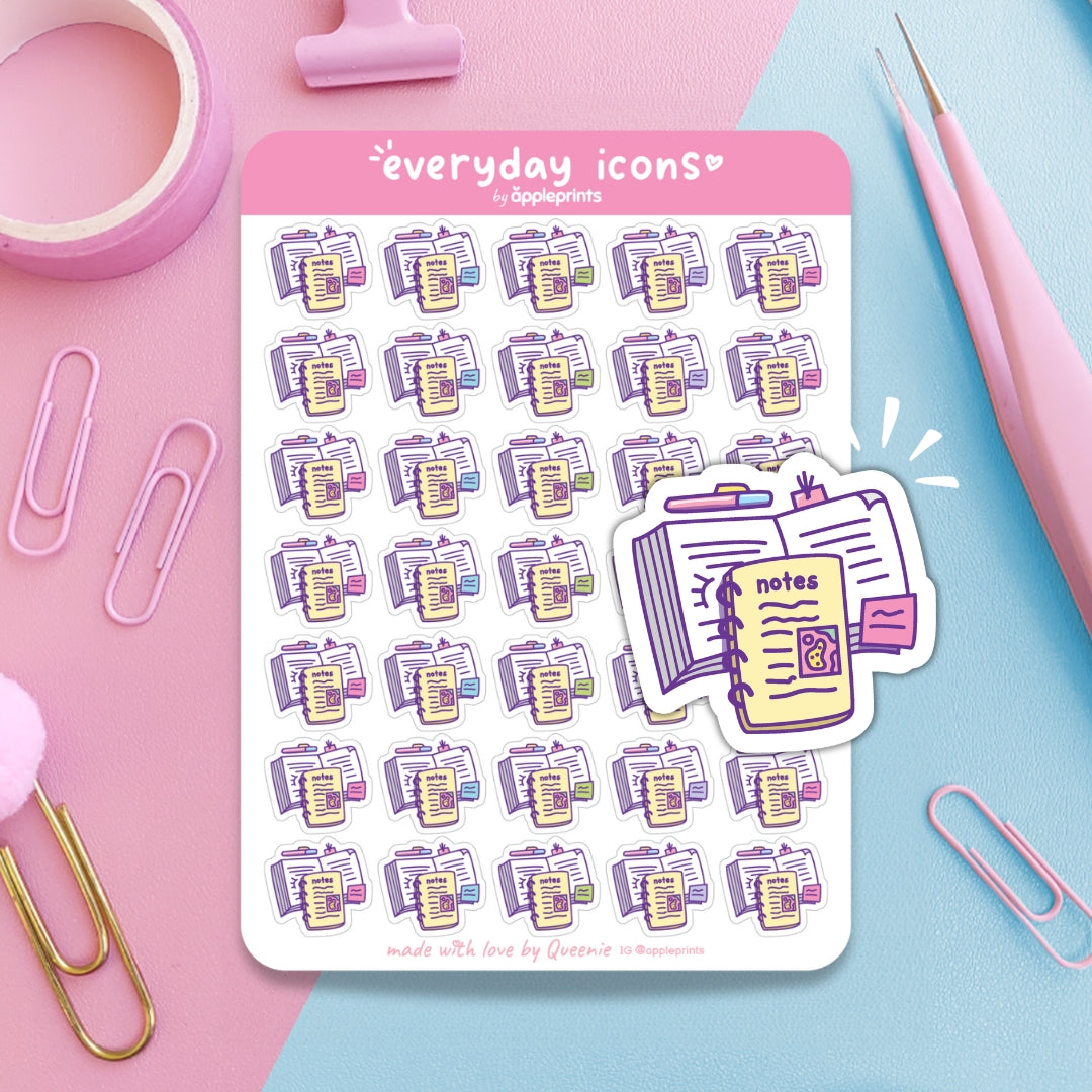 Study Notes, Study Session Planner Icon Stickers
