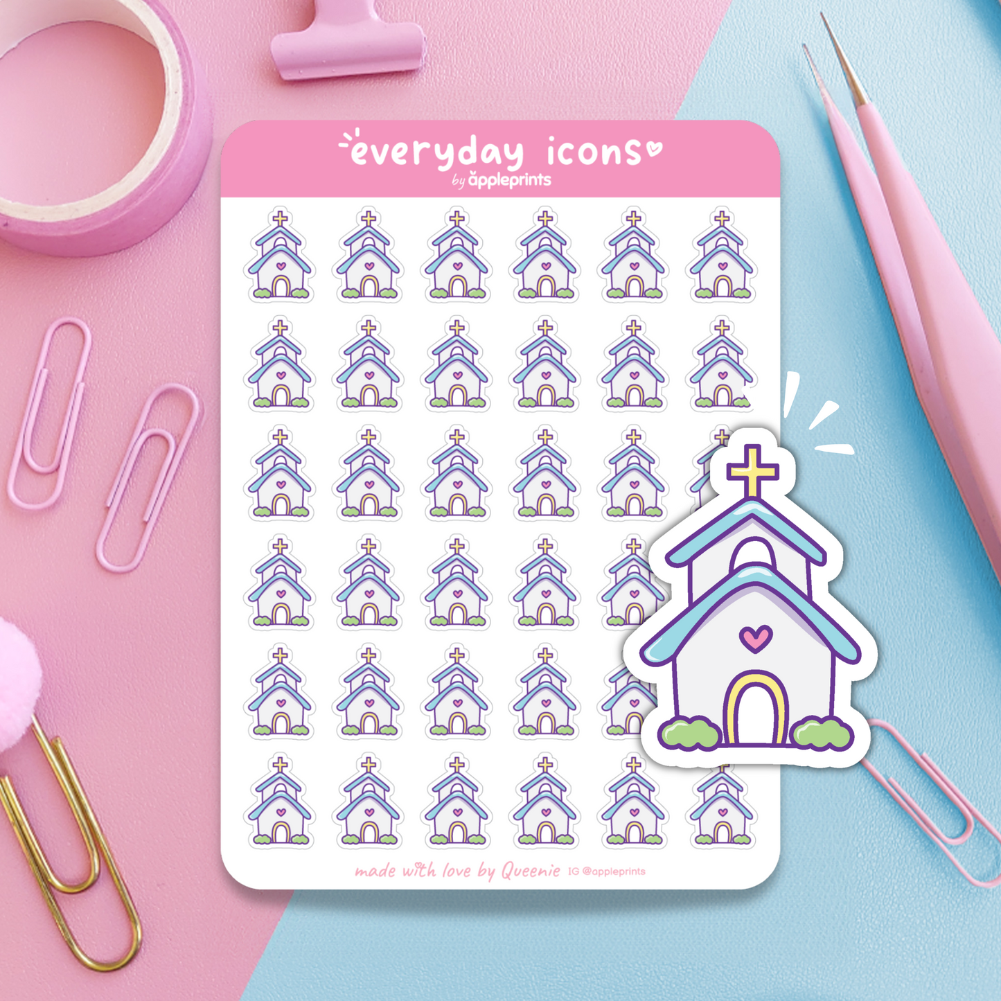 Sunday Church Service Planner Icon Stickers