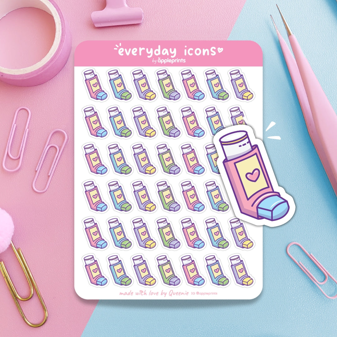 Asthma Inhaler Refill Planner Icon Stickers