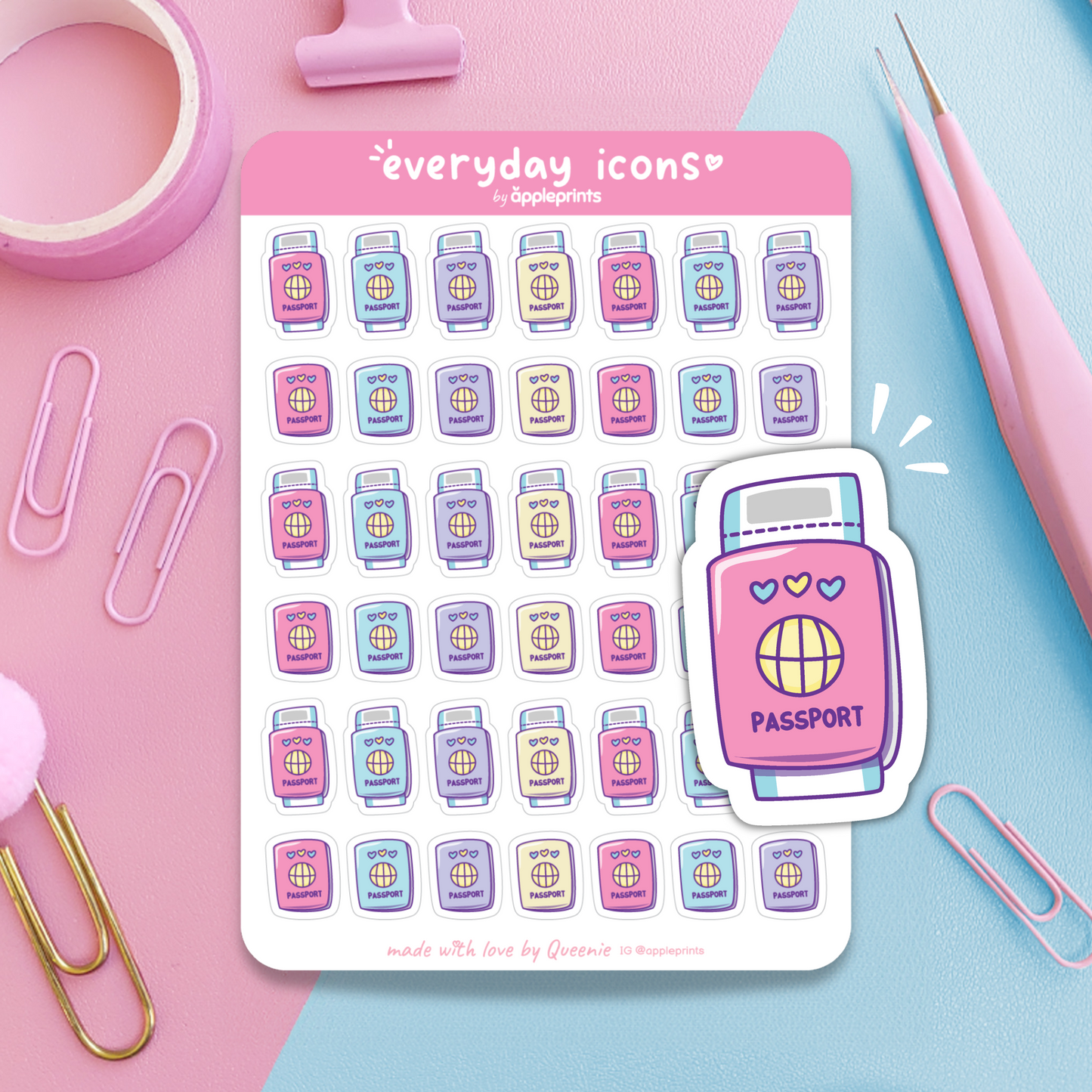 Passport, Travel Planner Icon Stickers