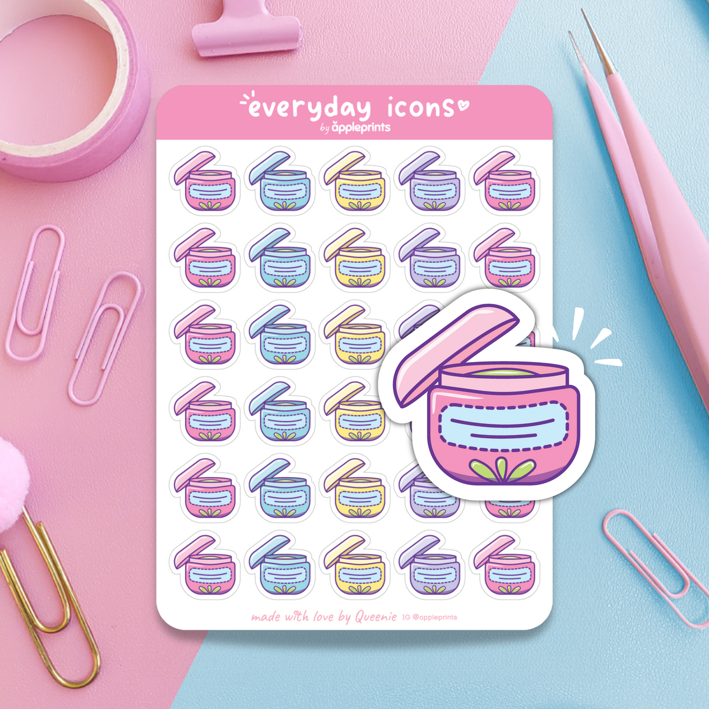 Skincare Cream Planner Icon Stickers