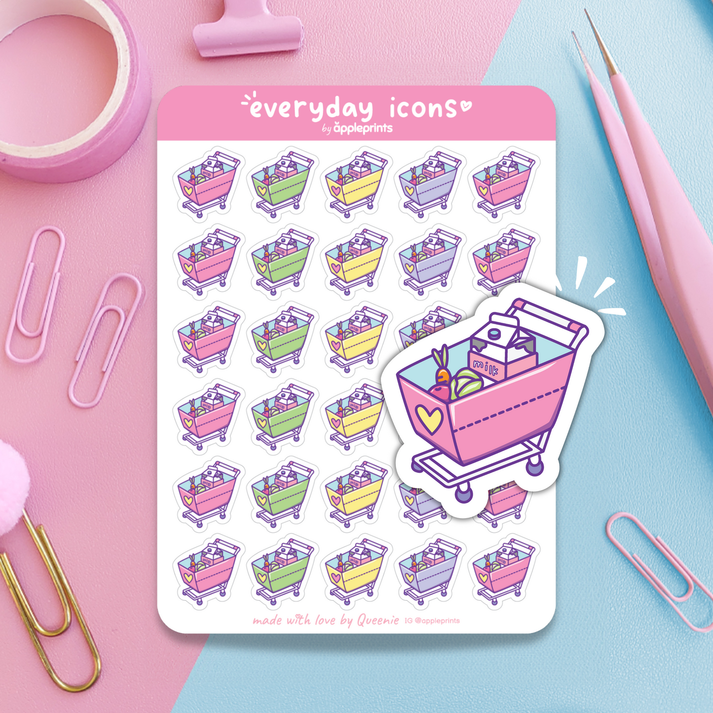 Grocery Shopping Planner Icon Stickers