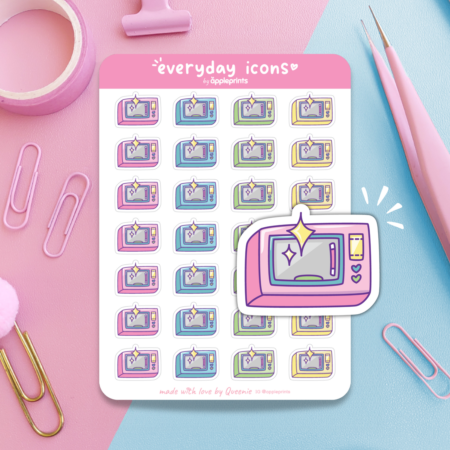Clean Microwave Planner Icon Stickers