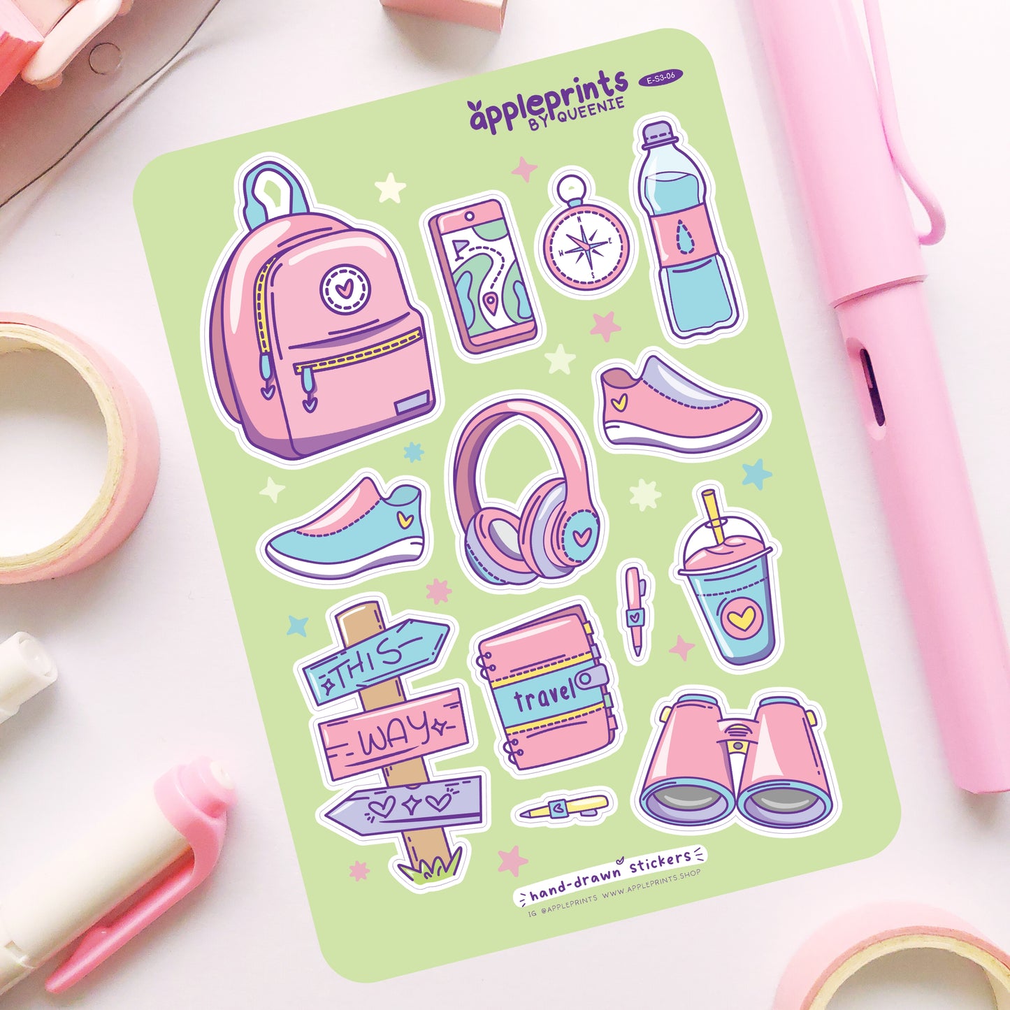 Out and About, Travel Hand-drawn Deco Sticker Sheet