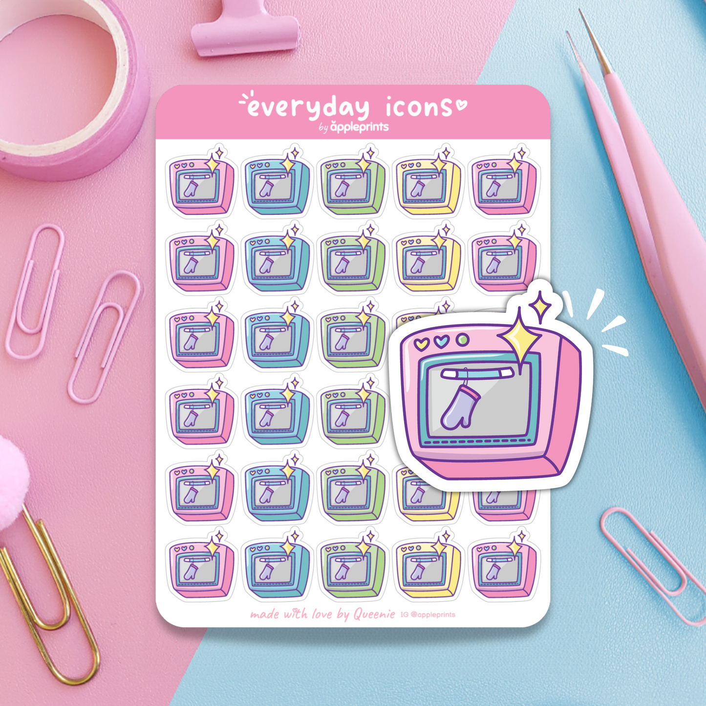 Clean Oven Planner Icon Stickers