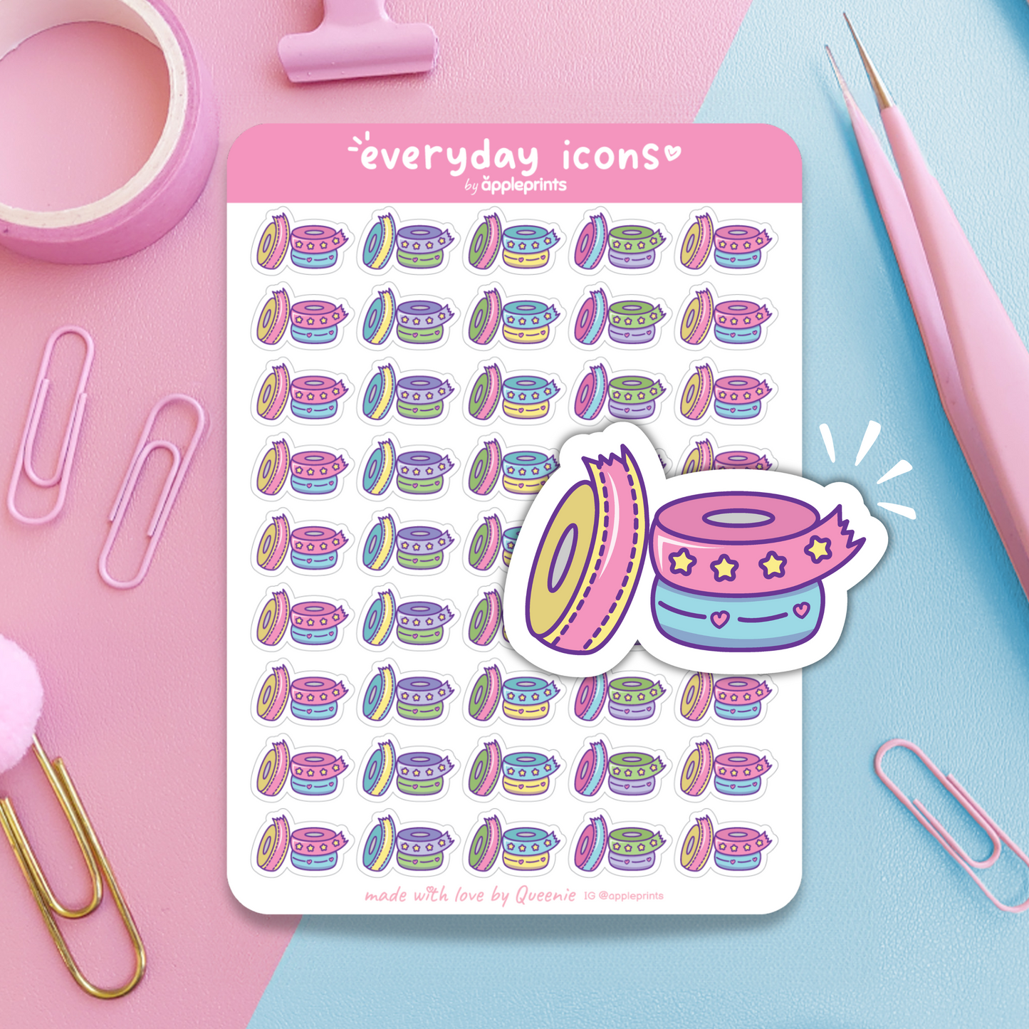 Washi Tape Planner Icon Stickers