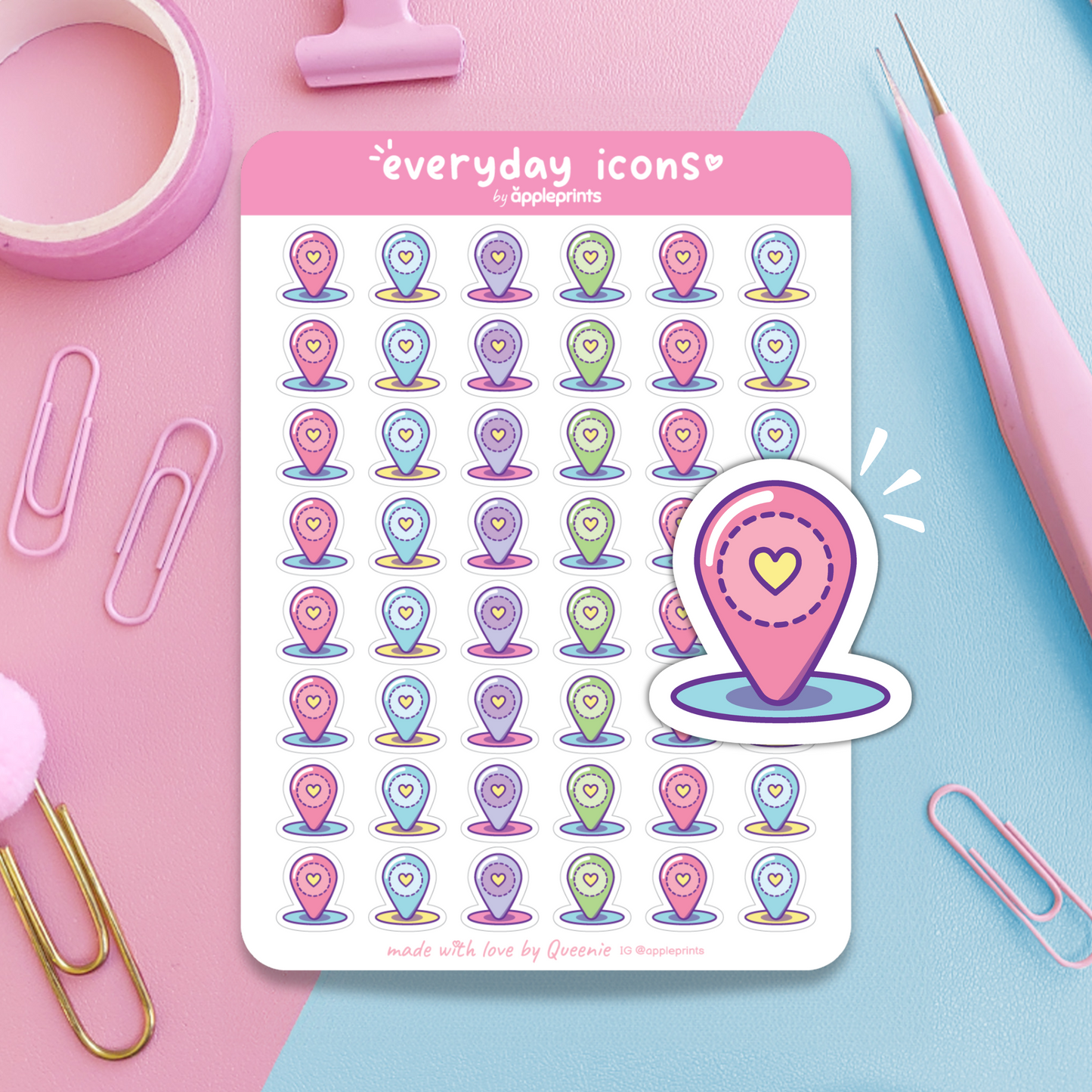 Location Pin Planner Icon Stickers