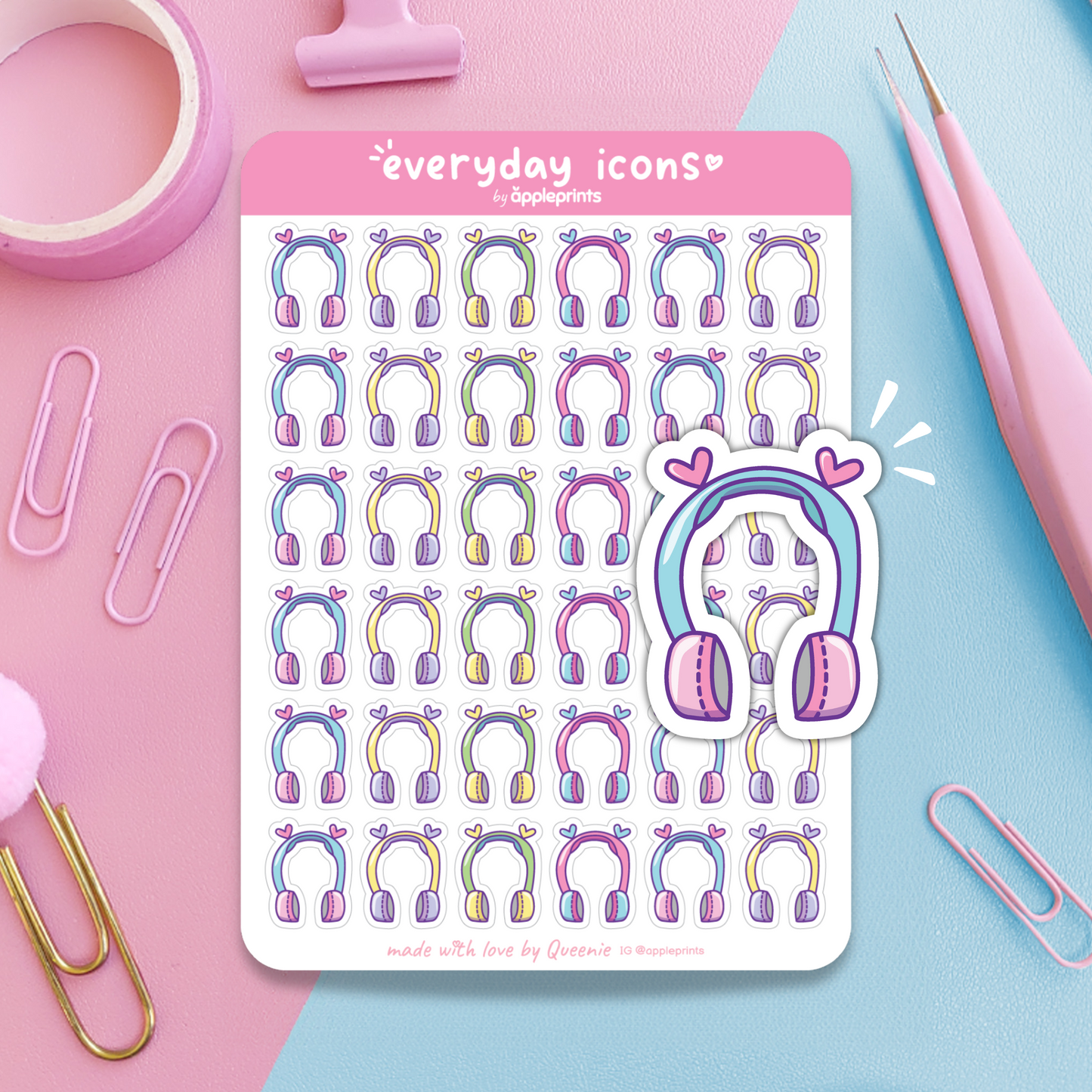 Listen to Music (Headphones) Planner Icon Stickers