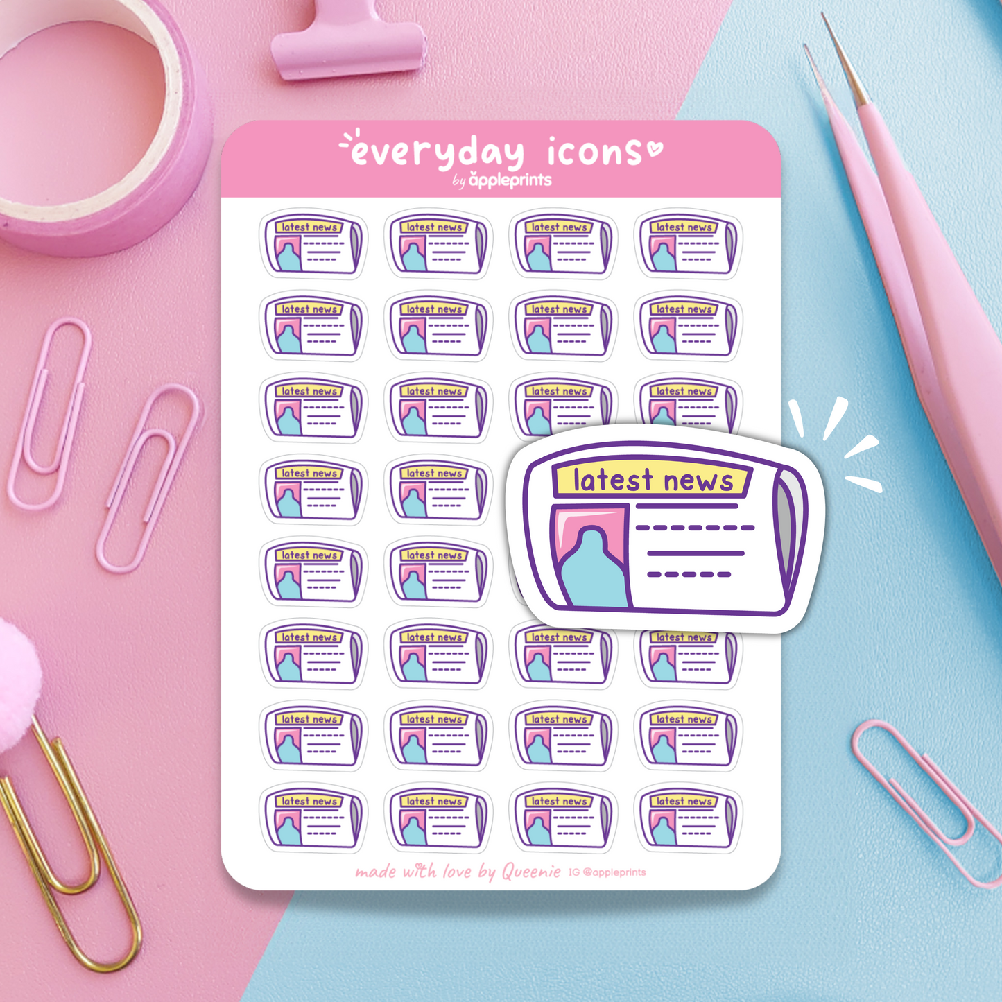 Read Newspaper Planner Icon Stickers
