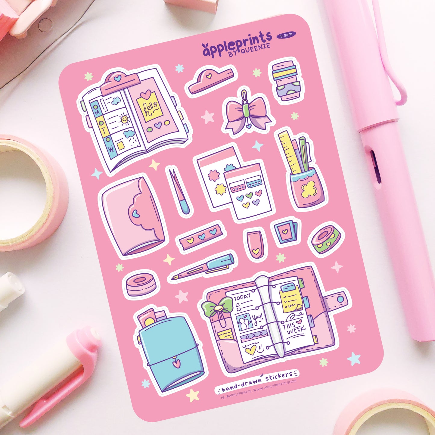 Planner Girl Aesthetic Hand-drawn Deco Sticker Sheet
