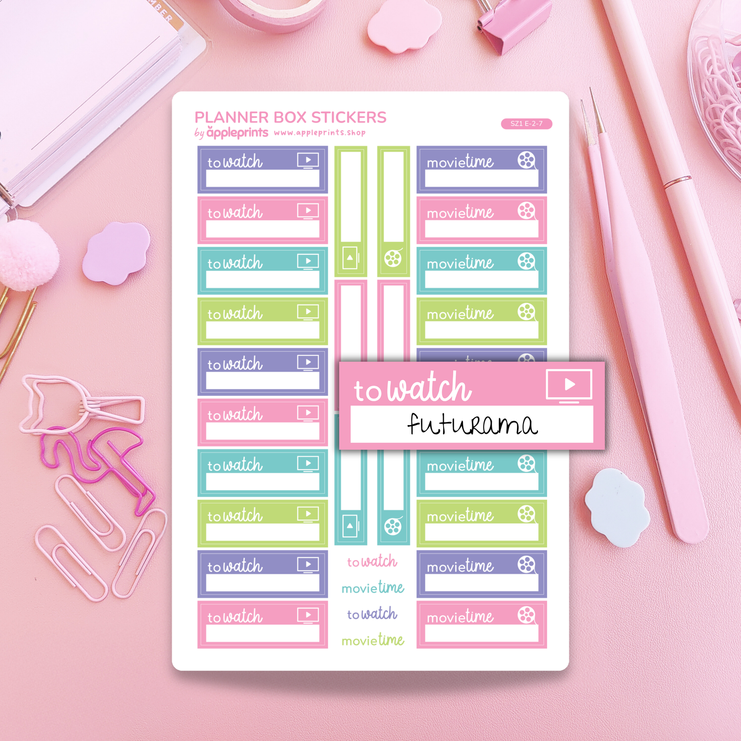 Movie / TV Show Tracker Functional Planner Stickers – Write & Check Off Box