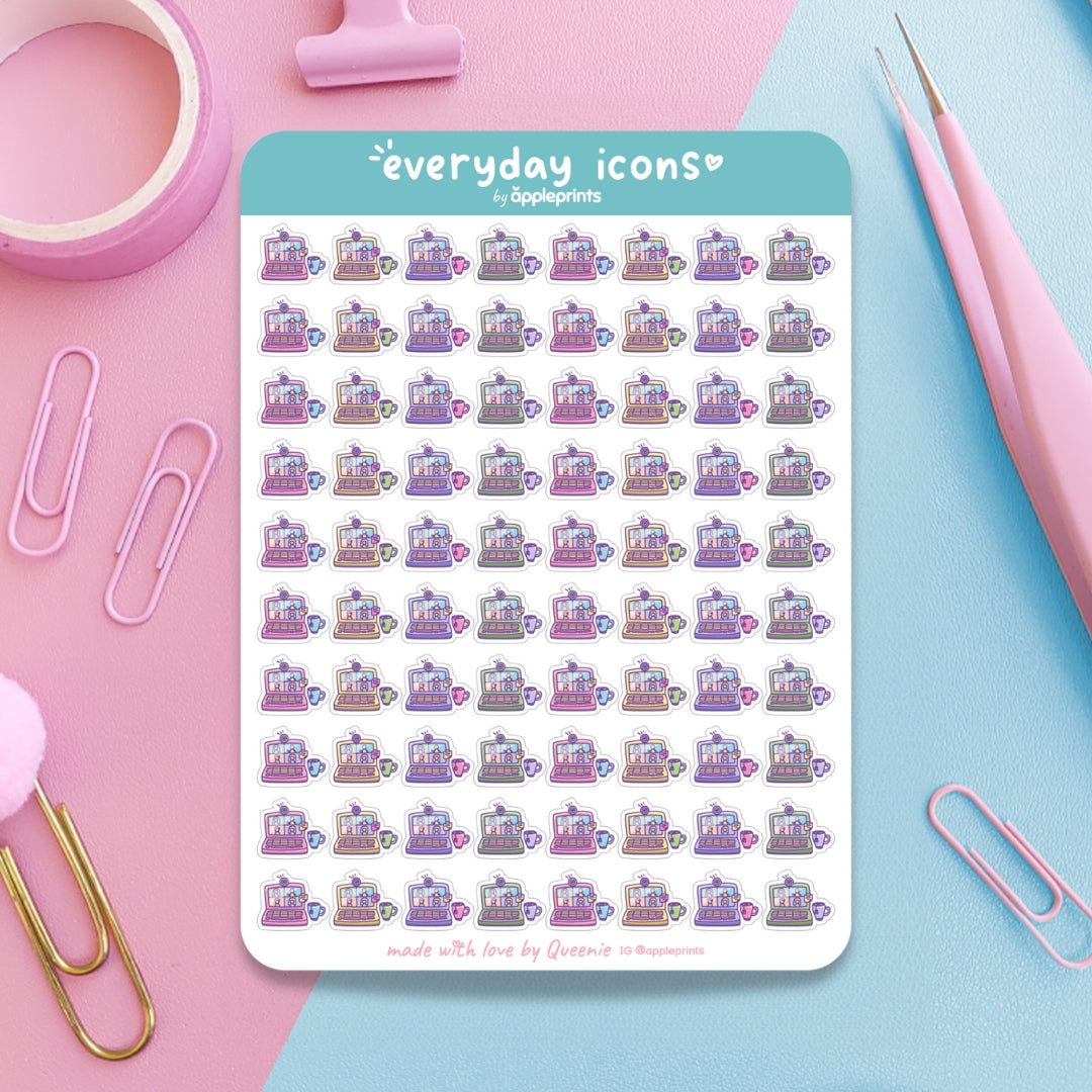Video Call Work Meeting Planner Icon Stickers
