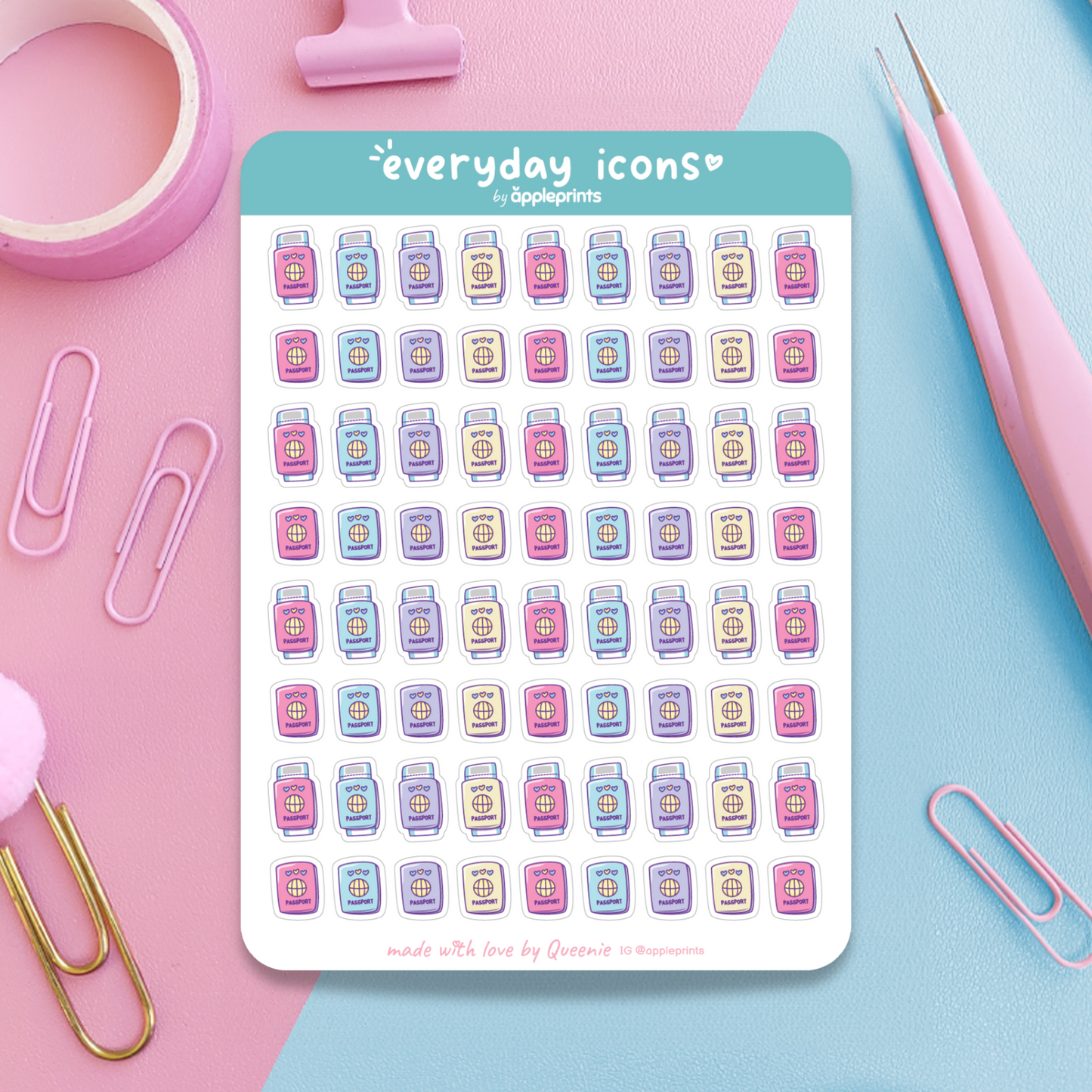Passport, Travel Planner Icon Stickers