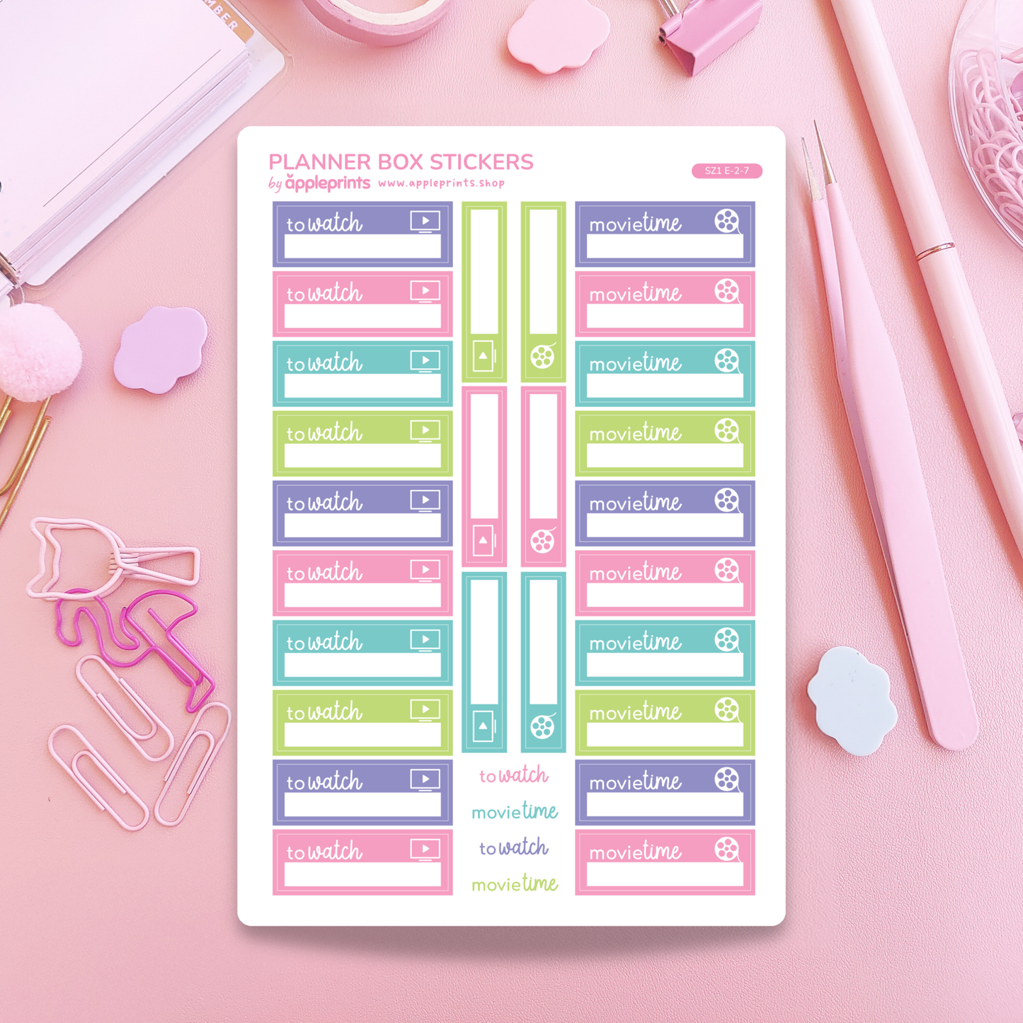 Movie / TV Show Tracker Functional Planner Stickers – Write & Check Off Box