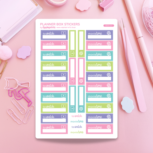 Movie / TV Show Tracker Functional Box Planner Stickers