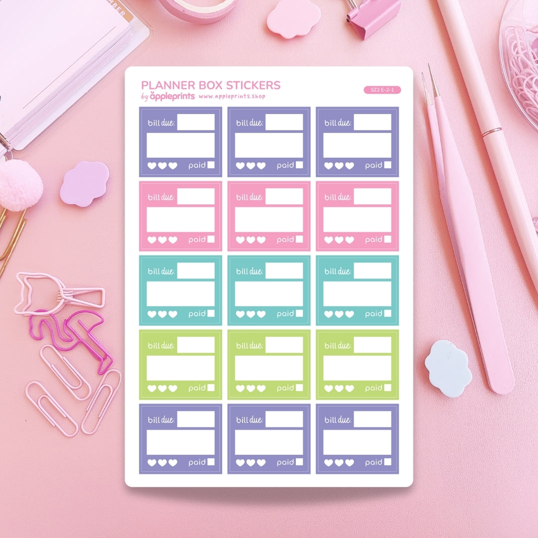 Bill Tracker Functional Planner Stickers – Write & Check Off Box