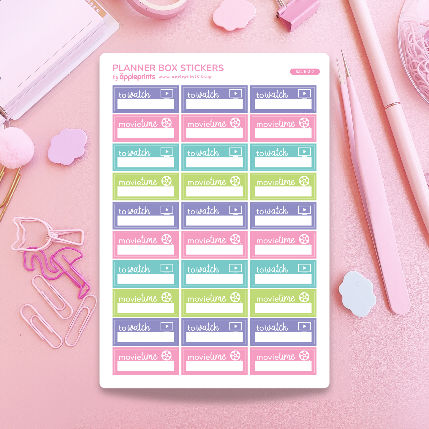 Movie / TV Show Tracker Functional Planner Stickers – Write & Check Off Box