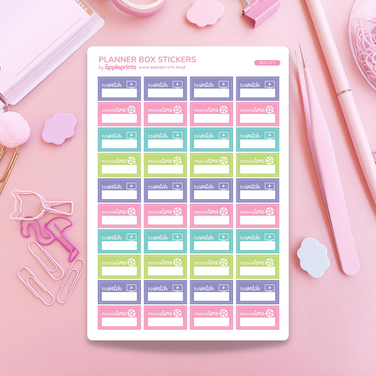 Movie / TV Show Tracker Functional Planner Stickers – Write & Check Off Box