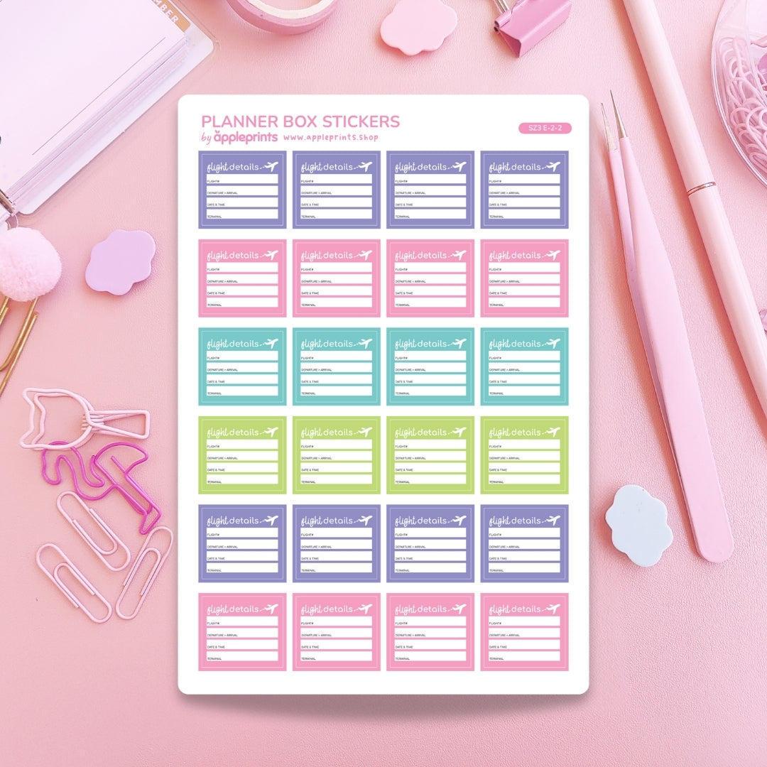Flight Info Functional Planner Stickers – Write & Check Off Box