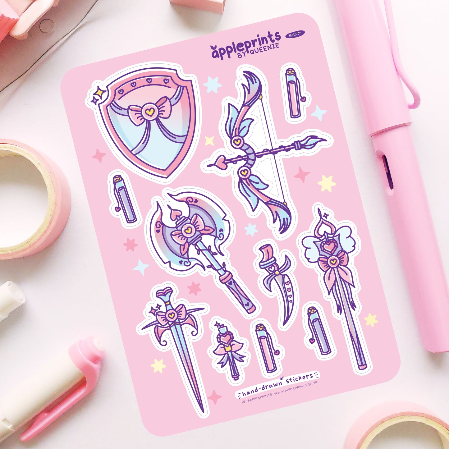 Magical Girl Cute Weapons Deco Hand-drawn Deco Sticker Sheet