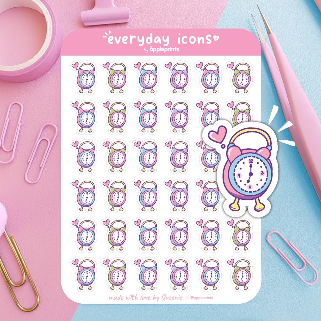 Alarm Clock Planner Icon Stickers