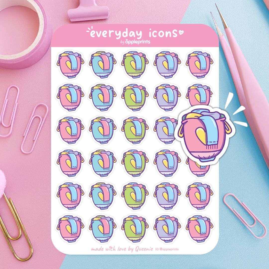 Laundry Basket Planner Icon Stickers