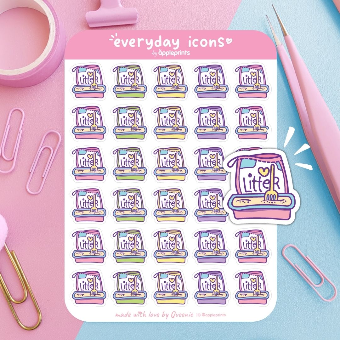 Cat Litter Box Planner Icon Stickers