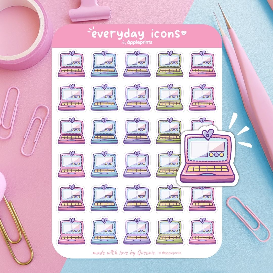 Laptop Work & School Planner Icon Stickers