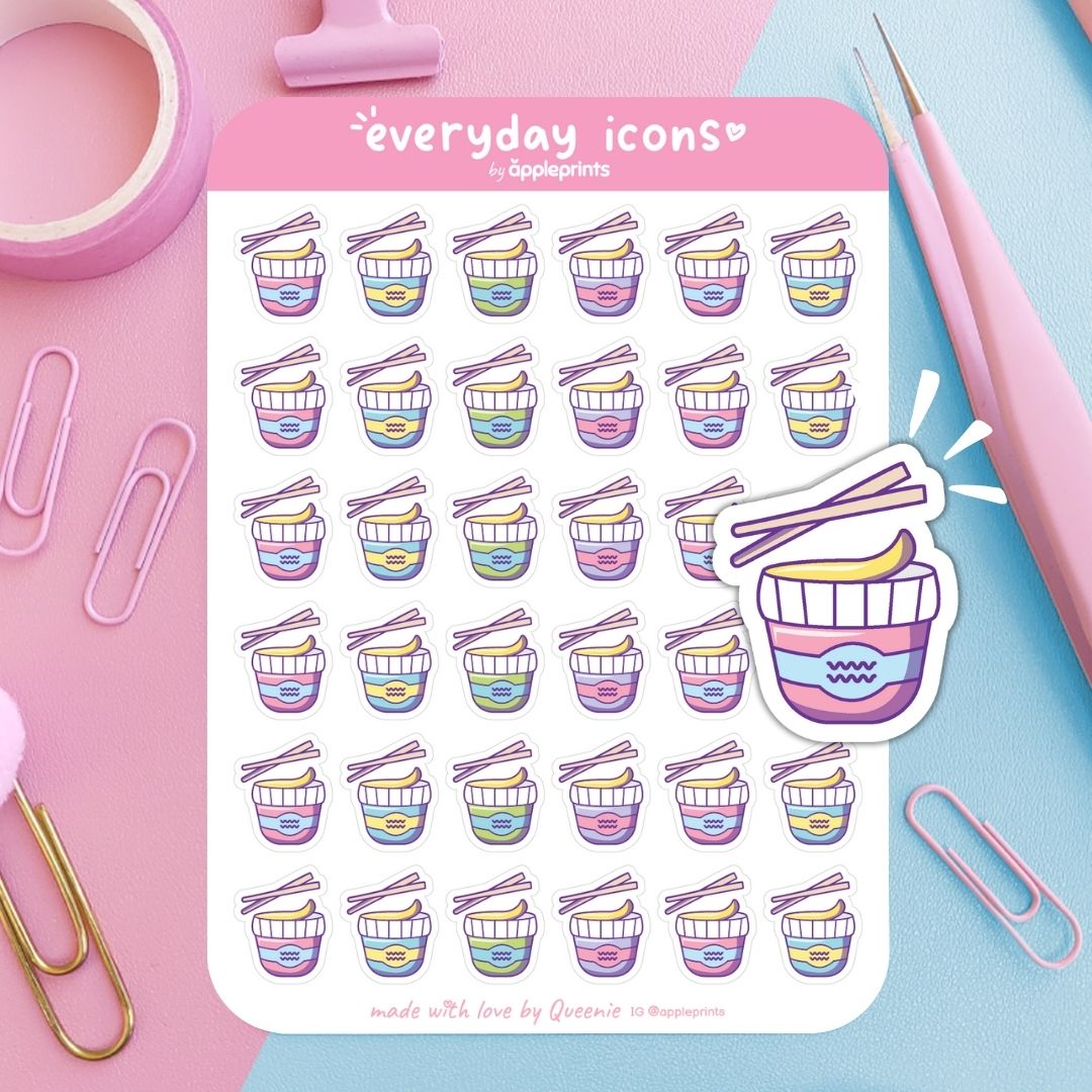 Cup Ramen Noodle Planner Icon Stickers