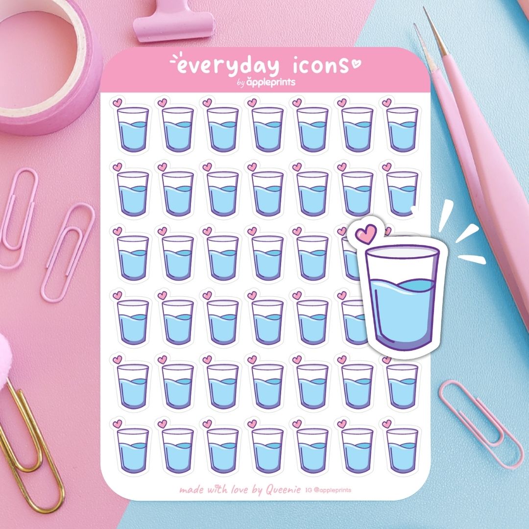 Glass of Water Planner Icon Stickers