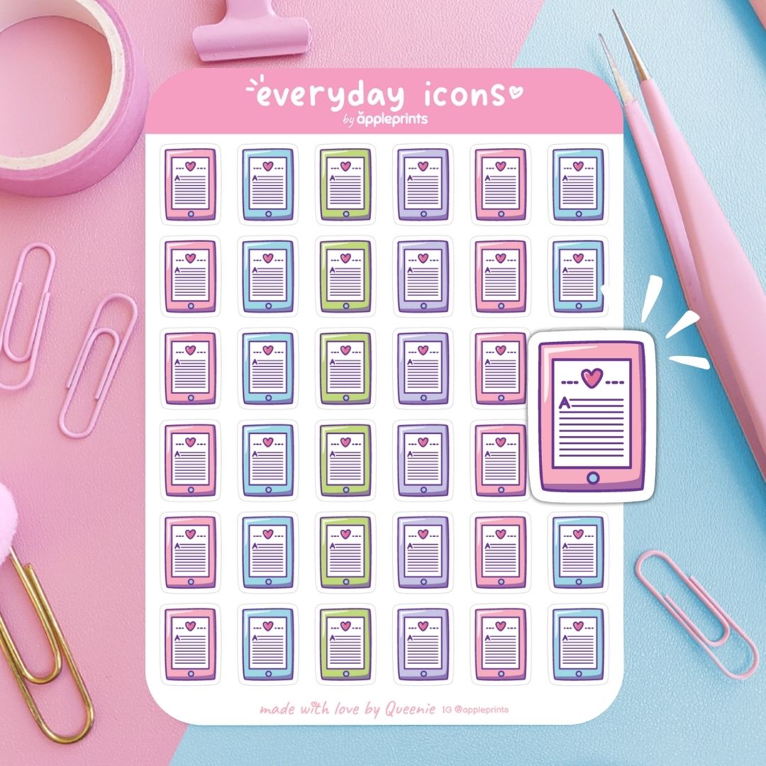 eBook Reader Planner Icon Stickers