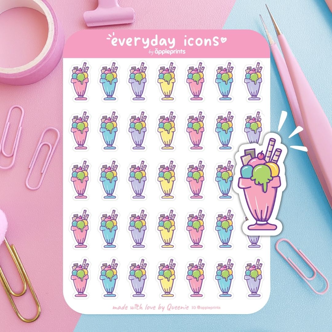 Ice Cream Sundae Planner Icon Stickers