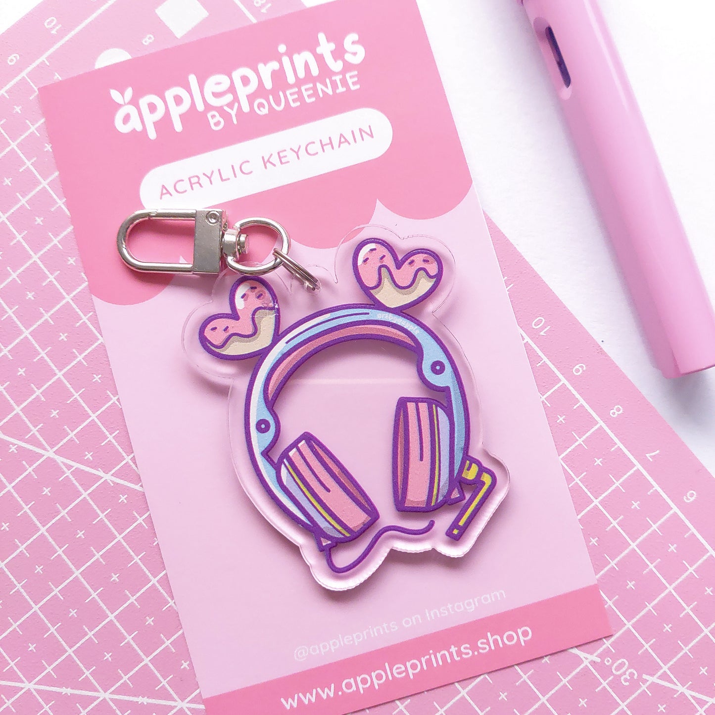 Gamer Girl Headset Acrylic Keyring Charm