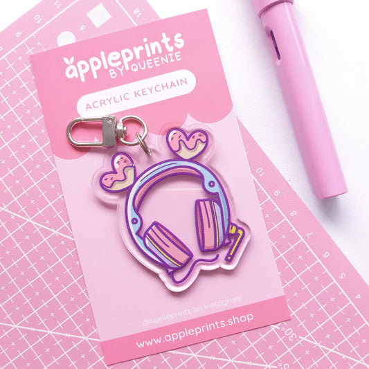 Gamer Girl Headset Acrylic Keyring Charm