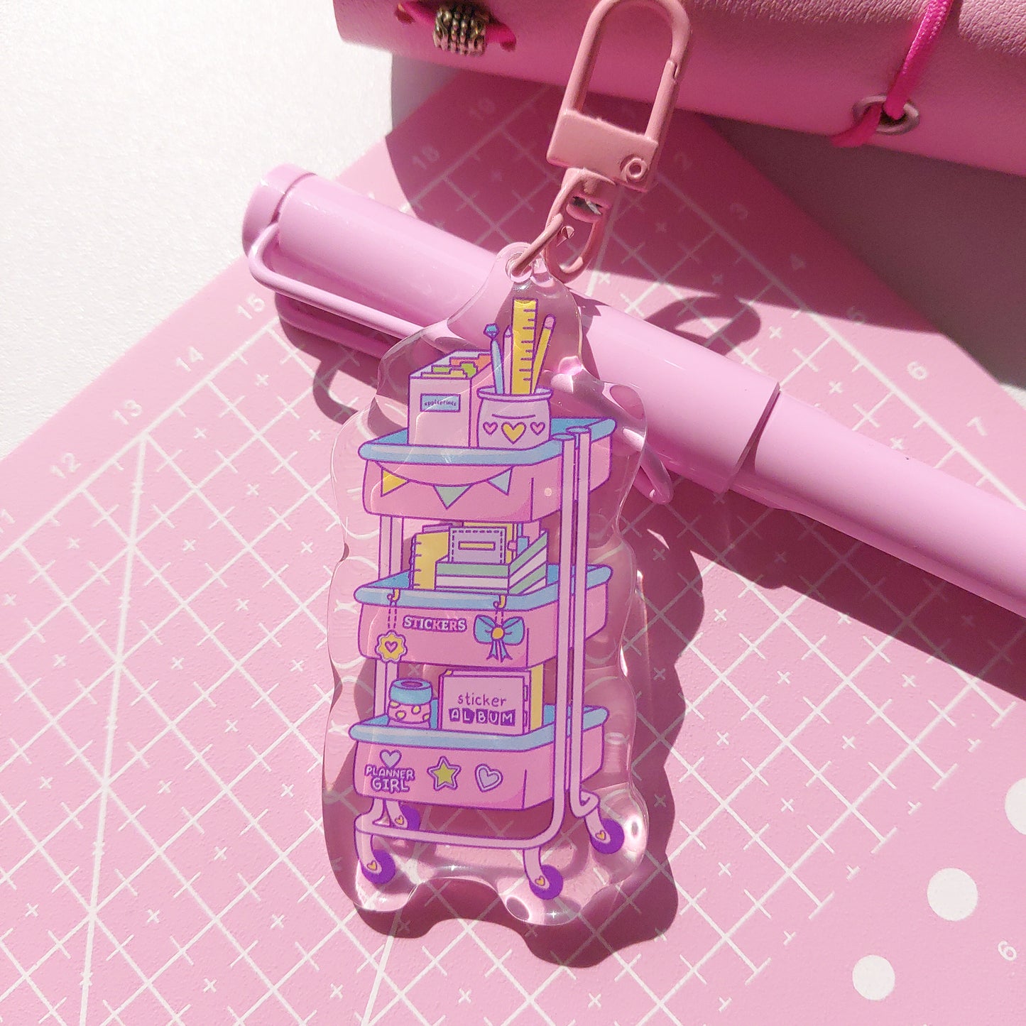 Planner Girl Cart Acrylic Keyring Charm