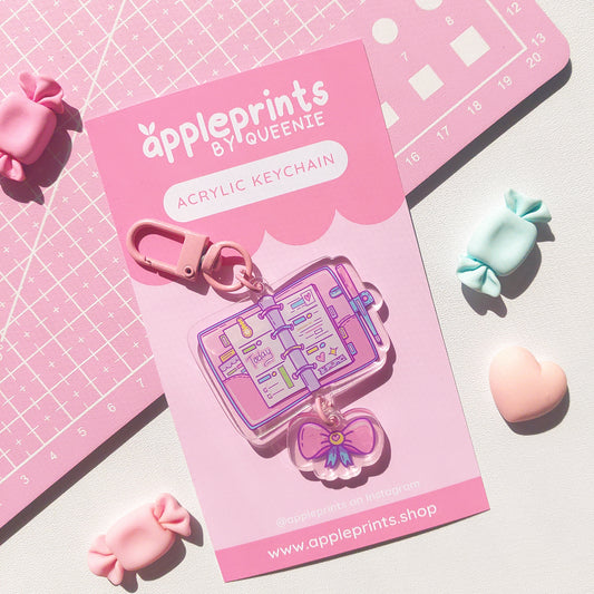 Planner Girl with Bow Acrylic Keyring Charm