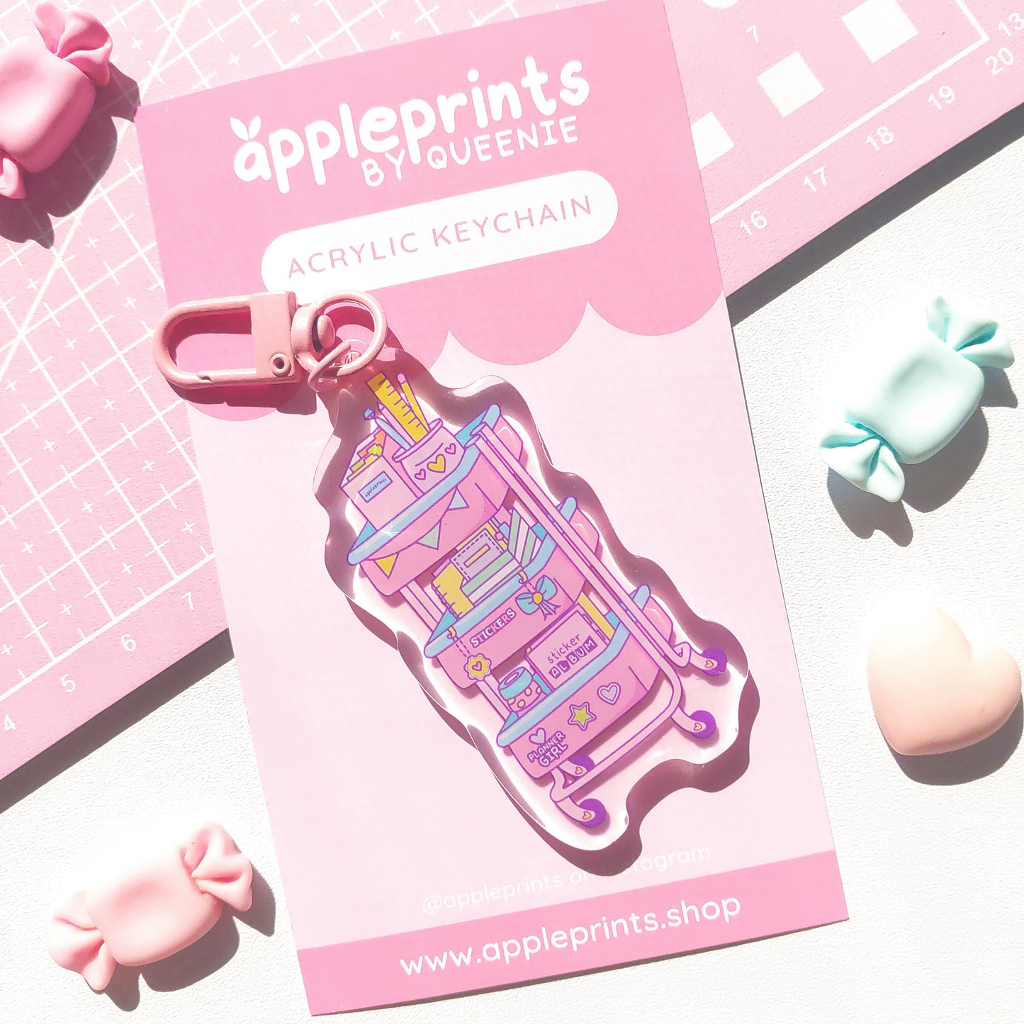 Planner Girl Cart Acrylic Keyring Charm