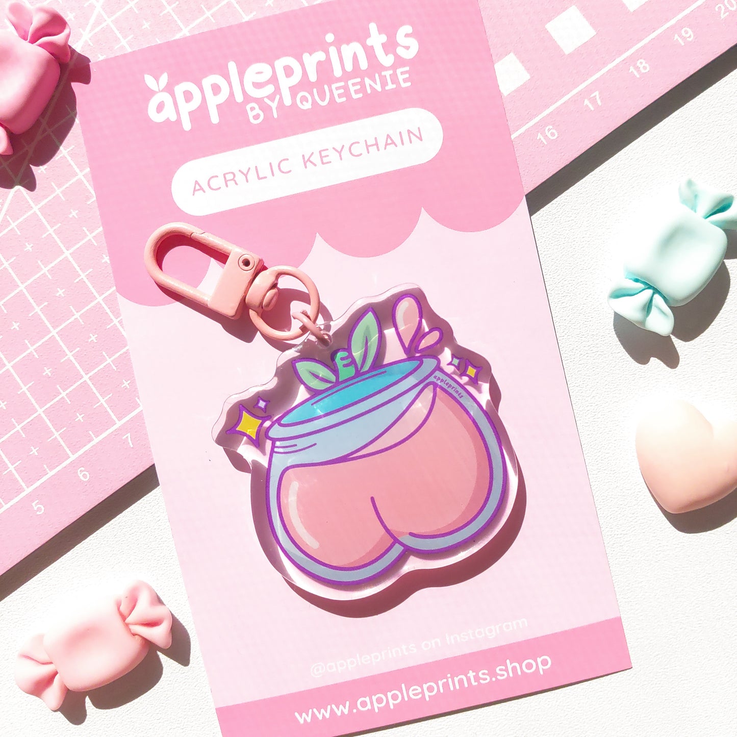 Peach Drink Acrylic Keyring Charm
