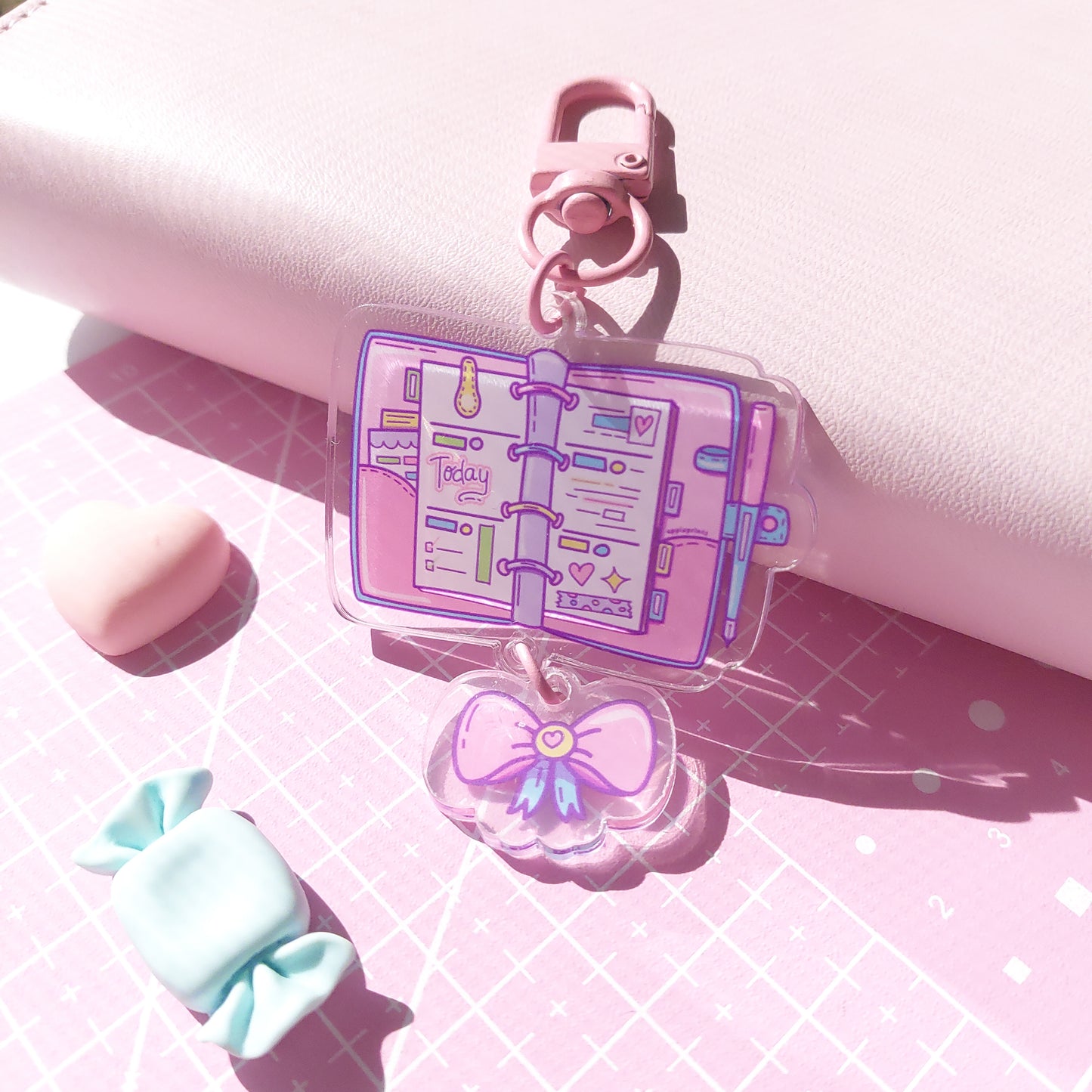 Planner Girl with Bow Acrylic Keyring Charm