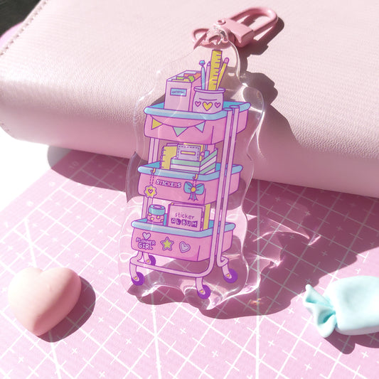 Planner Girl Cart Acrylic Keyring Charm
