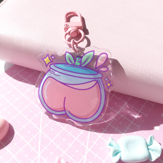 Peach Drink Acrylic Keyring Charm