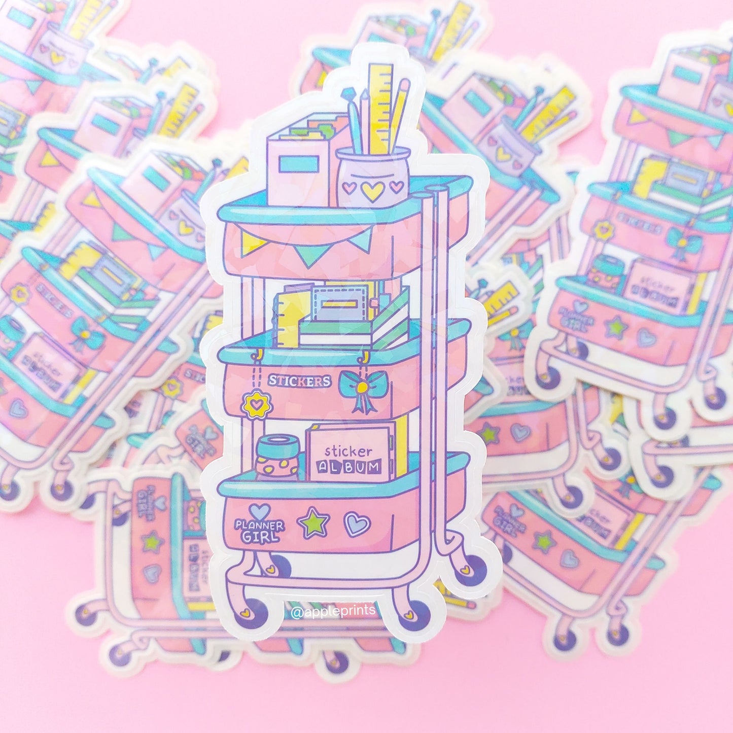 Planner Girl Cart Holographic Diecut Sticker