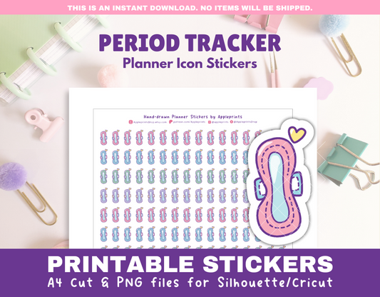 Period Tracker Icon - A4 Printable Planner Stickers