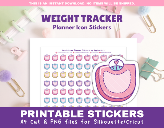 Weight Tracker Icon - A4 Printable Planner Stickers