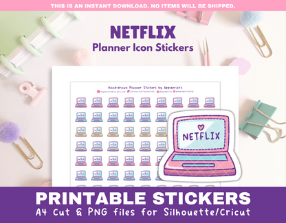 Netflix Icon - A4 Printable Planner Stickers